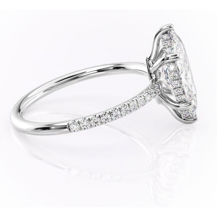 Inel de logodnă Brielle din aur Alb 14kt cu moissanite tăietură marquise – Montură Kamellie joasă rafinată pentru profil jos | Personalizează și configurează gratuit online [2]