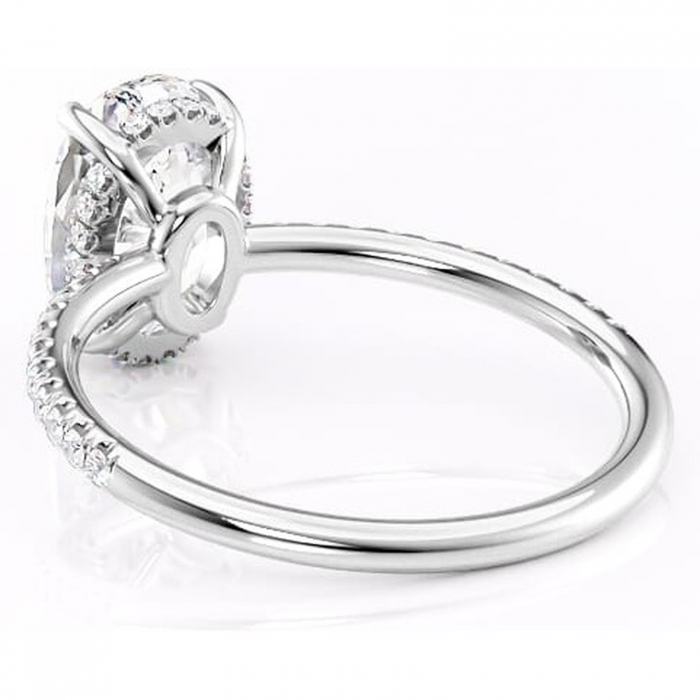 Inel de logodnă Brielle din aur Alb 14kt cu moissanite tăietură ovală – Montură Kamellie joasă rafinată pentru profil jos | Personalizează și configurează gratuit online [4]