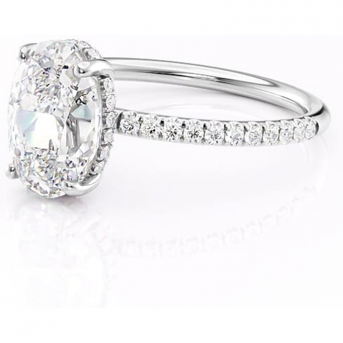 Inel de logodnă Brielle din aur Alb 14kt cu moissanite tăietură ovală – Montură Kamellie joasă rafinată pentru profil jos | Personalizează și configurează gratuit online [7]