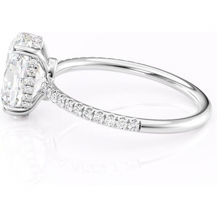 Inel de logodnă Brielle din aur Alb 14kt cu moissanite tăietură ovală – Montură Kamellie joasă rafinată pentru profil jos | Personalizează și configurează gratuit online [6]