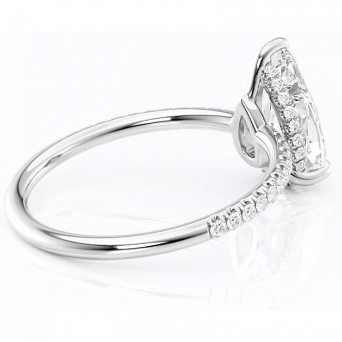 Inel de logodnă Brielle din aur Alb 18kt cu moissanite tăietură pară – Montură Kamellie joasă rafinată pentru profil jos | Personalizează și configurează gratuit online [3]