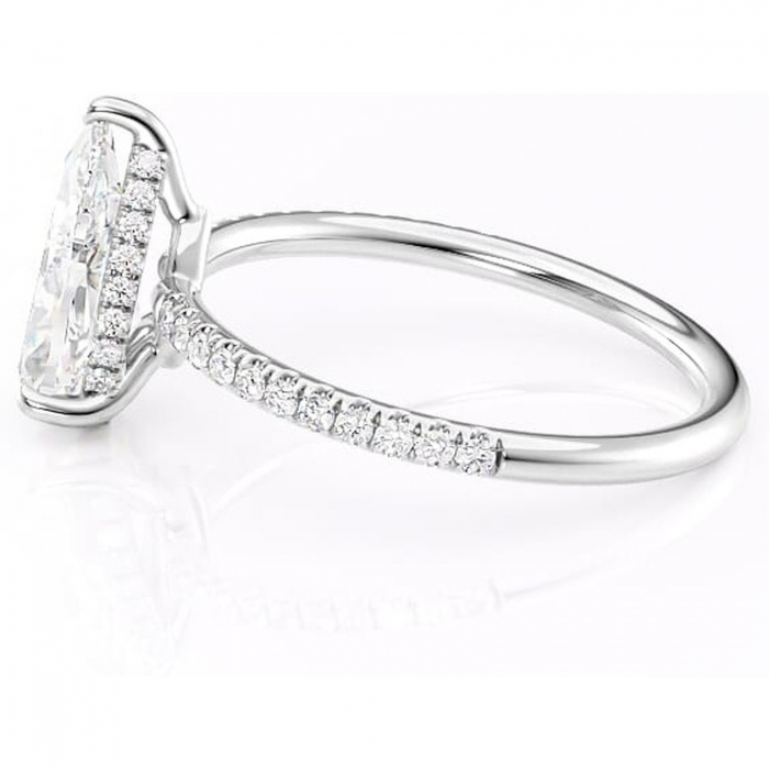 Inel de logodnă Brielle din aur Alb 18kt cu moissanite tăietură pară – Montură Kamellie joasă rafinată pentru profil jos | Personalizează și configurează gratuit online [6]