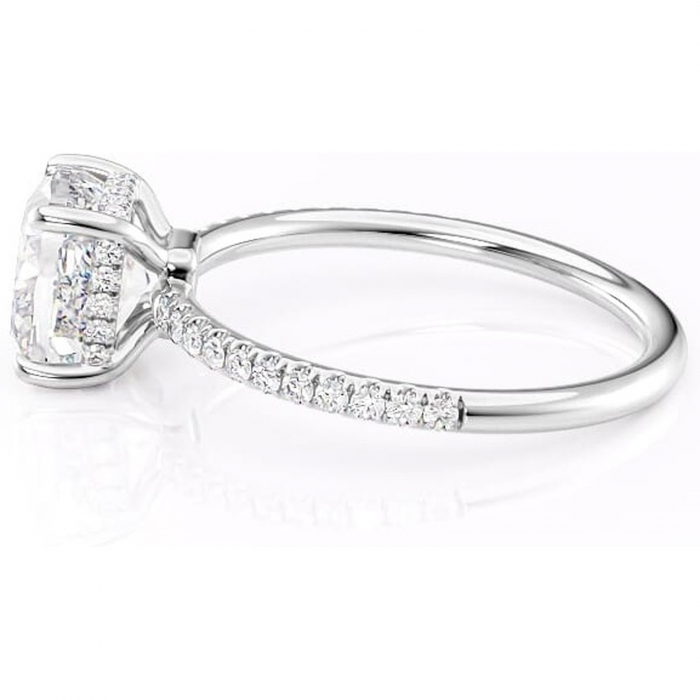 Inel de logodnă Brielle din aur Alb 14kt cu moissanite tăietură pernă – Montură Kamellie joasă rafinată pentru profil jos | Personalizează și configurează gratuit online [6]