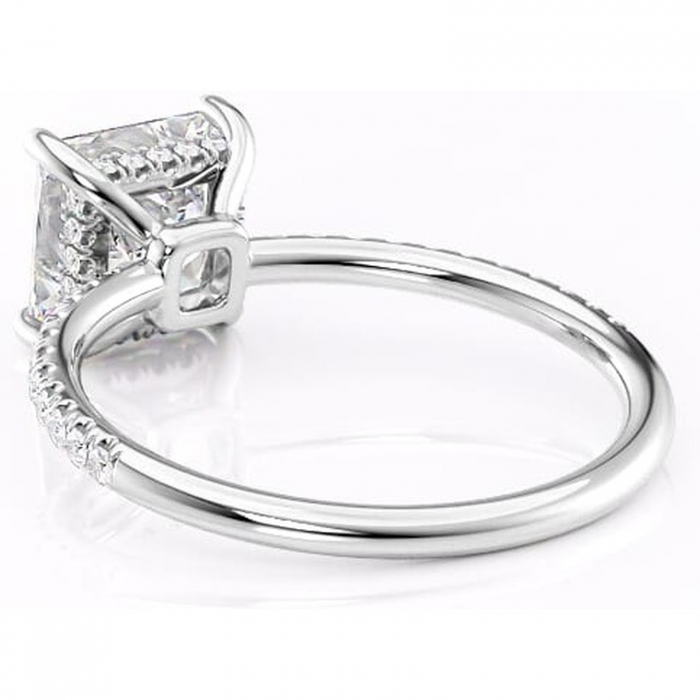 Inel de logodnă Brielle din aur Alb 14kt cu moissanite tăietură princess – Montură Kamellie joasă rafinată pentru profil jos | Personalizează și configurează gratuit online [4]