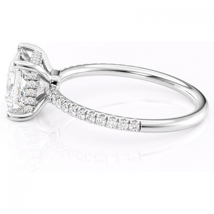 Inel de logodnă Brielle din aur Alb 14kt cu moissanite tăietură princess – Montură Kamellie joasă rafinată pentru profil jos | Personalizează și configurează gratuit online [6]