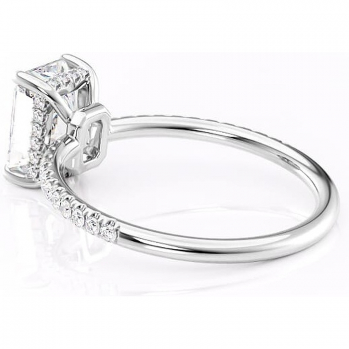 Inel de logodnă Brielle din aur Alb 14kt cu moissanite tăietură radiantă – Montură Kamellie joasă rafinată pentru profil jos | Personalizează și configurează gratuit online [5]