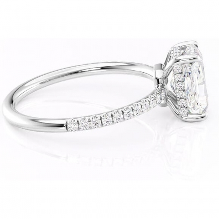 Inel de logodnă Brielle din aur Alb 14kt cu moissanite tăietură radiantă – Montură Kamellie joasă rafinată pentru profil jos | Personalizează și configurează gratuit online [2]