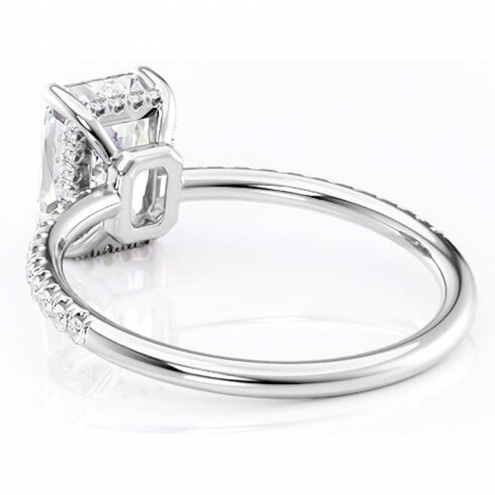 Inel de logodnă Brielle din aur Alb 14kt cu moissanite tăietură radiantă – Montură Kamellie joasă rafinată pentru profil jos | Personalizează și configurează gratuit online [4]