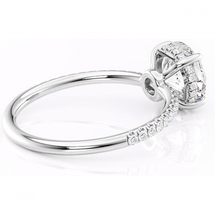 Inel de logodnă Brielle din aur Alb 14kt cu moissanite tăietură rotundă – Montură Kamellie joasă rafinată pentru profil jos | Personalizează și configurează gratuit online [3]