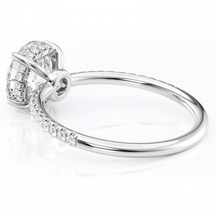 Inel de logodnă Brielle din aur Alb 14kt cu moissanite tăietură rotundă – Montură Kamellie joasă rafinată pentru profil jos | Personalizează și configurează gratuit online [5]