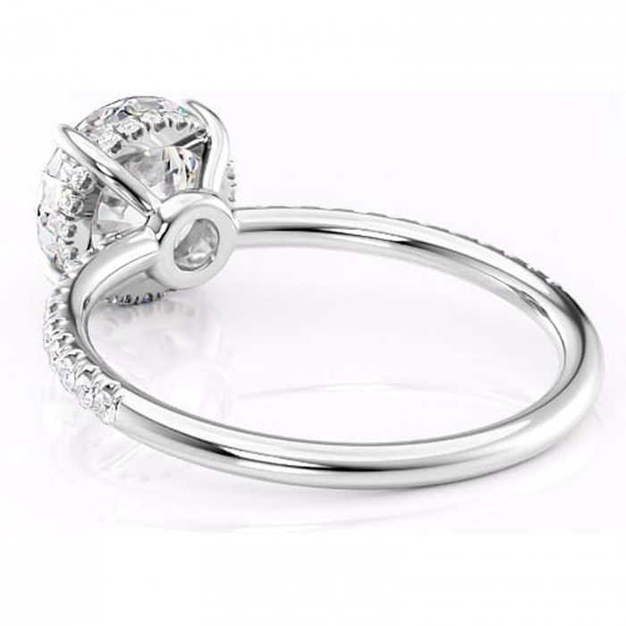 Inel de logodnă Brielle din aur Alb 14kt cu moissanite tăietură rotundă – Montură Kamellie joasă rafinată pentru profil jos | Personalizează și configurează gratuit online [4]