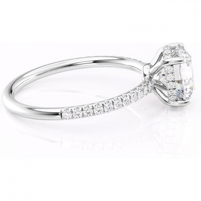 Inel de logodnă Brielle din aur Alb 14kt cu moissanite tăietură rotundă – Montură Kamellie joasă rafinată pentru profil jos | Personalizează și configurează gratuit online [2]