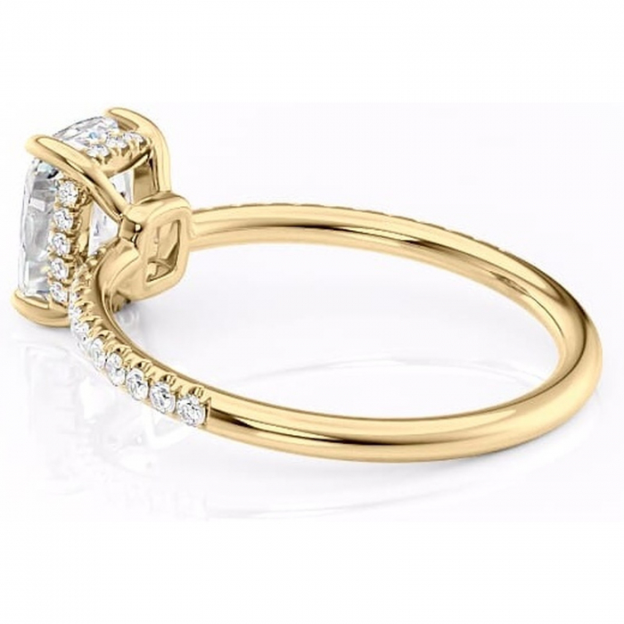 Inel de logodnă Brielle din aur Galben 14kt cu moissanite tăietură pernă – Montură Kamellie joasă rafinată pentru profil jos | Personalizează și configurează gratuit online [5]