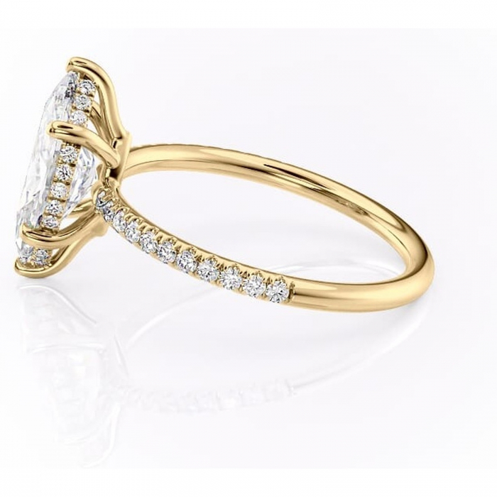 Inel de logodnă Brielle din aur Galben 14kt cu moissanite tăietură marquise – Montură Kamellie joasă rafinată pentru profil jos | Personalizează și configurează gratuit online [6]