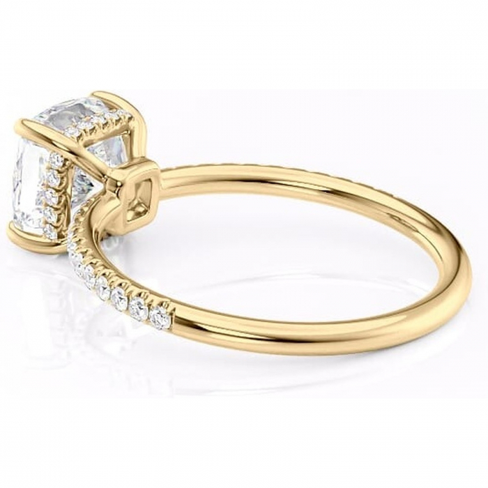 Inel de logodnă Brielle din aur Galben 14kt cu moissanite tăietură pernă – Montură Kamellie joasă rafinată pentru profil jos | Personalizează și configurează gratuit online [5]