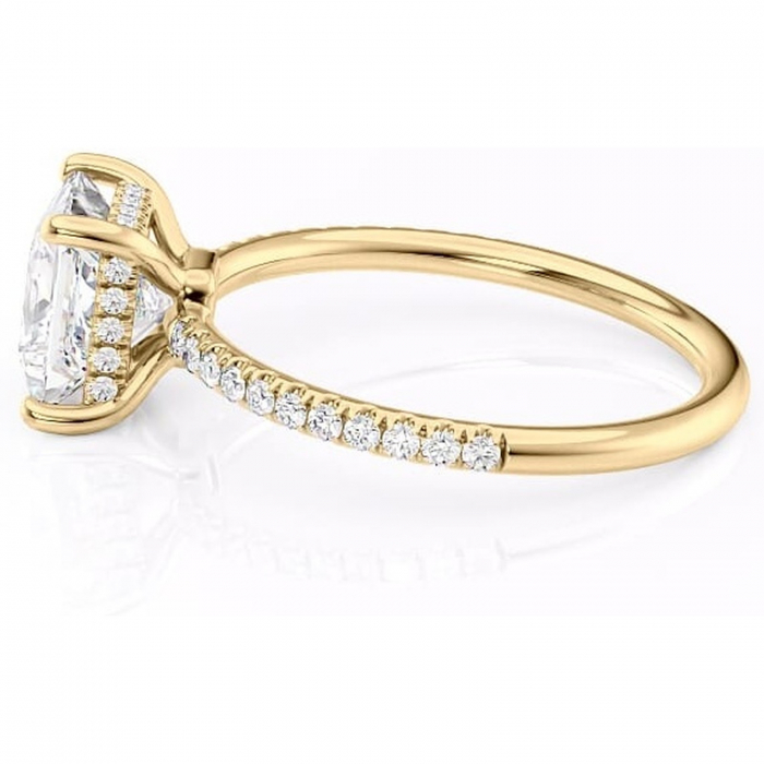 Inel de logodnă Brielle din aur Galben 14kt cu moissanite tăietură princess – Montură Kamellie joasă rafinată pentru profil jos | Personalizează și configurează gratuit online [6]