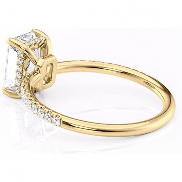 Inel de logodnă Brielle din aur Galben 14kt cu moissanite tăietură radiantă – Montură Kamellie joasă rafinată pentru profil jos | Personalizează și configurează gratuit online [5]