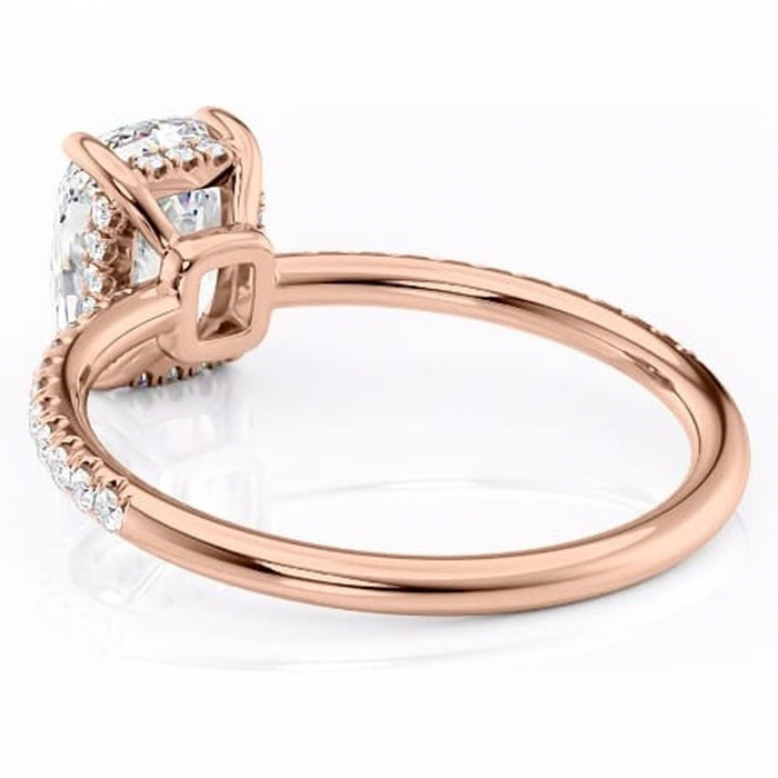 Inel de logodnă Brielle din aur Rose 14kt cu moissanite tăietură pernă – Montură Kamellie joasă rafinată pentru profil jos | Personalizează și configurează gratuit online [4]