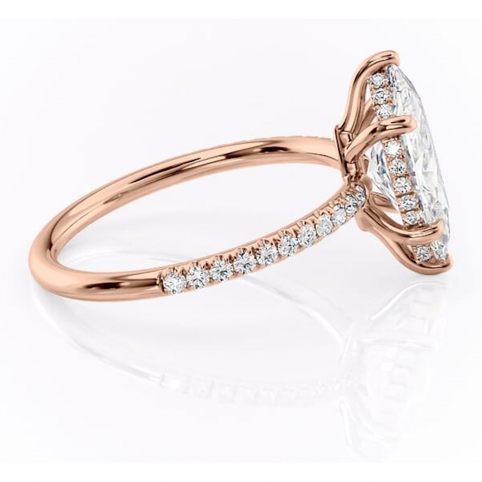 Inel de logodnă Brielle din aur Rose 14kt cu moissanite tăietură marquise – Montură Kamellie joasă rafinată pentru profil jos | Personalizează și configurează gratuit online [2]