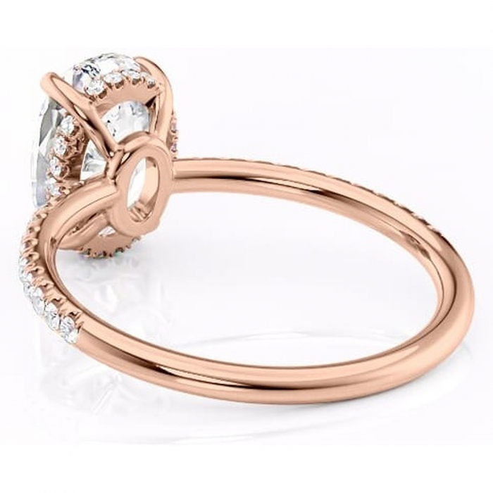 Inel de logodnă Brielle din aur Rose 14kt cu moissanite tăietură ovală – Montură Kamellie joasă rafinată pentru profil jos | Personalizează și configurează gratuit online [4]