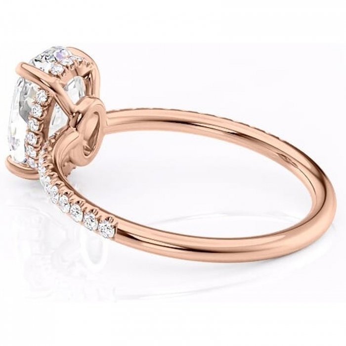 Inel de logodnă Brielle din aur Rose 14kt cu moissanite tăietură ovală – Montură Kamellie joasă rafinată pentru profil jos | Personalizează și configurează gratuit online [5]