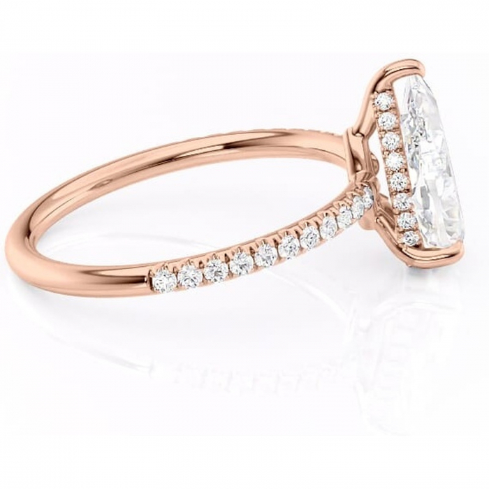 Inel de logodnă Brielle din aur Rose 18kt cu moissanite tăietură pară – Montură Kamellie joasă rafinată pentru profil jos | Personalizează și configurează gratuit online [2]