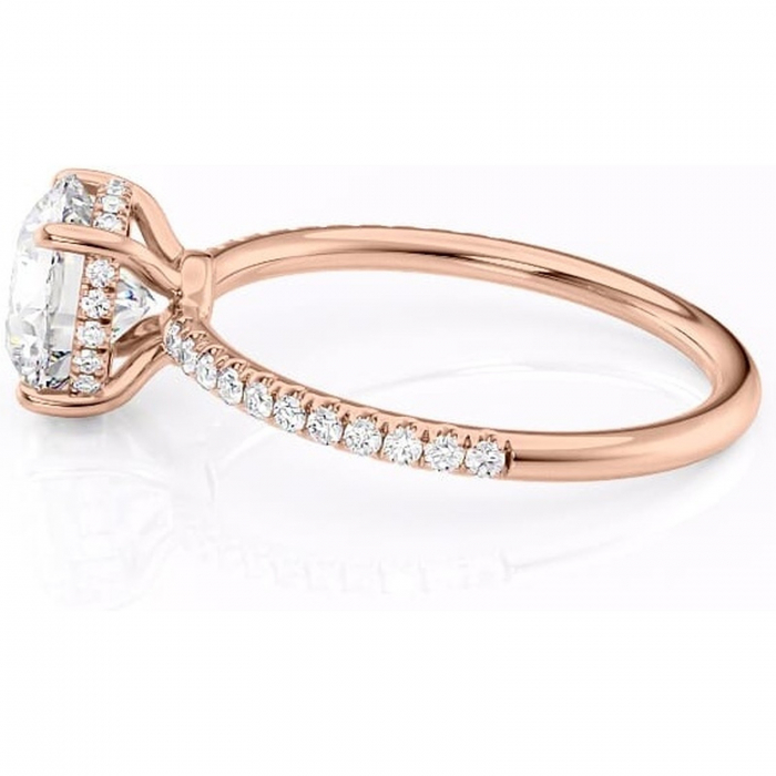 Inel de logodnă Brielle din aur Rose 14kt cu moissanite tăietură rotundă – Montură Kamellie joasă rafinată pentru profil jos | Personalizează și configurează gratuit online [6]
