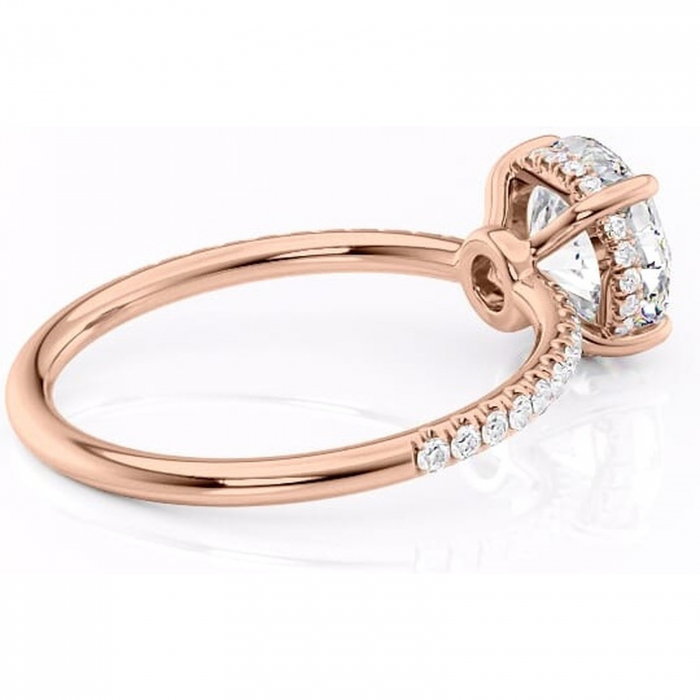 Inel de logodnă Brielle din aur Rose 14kt cu moissanite tăietură rotundă – Montură Kamellie joasă rafinată pentru profil jos | Personalizează și configurează gratuit online [3]