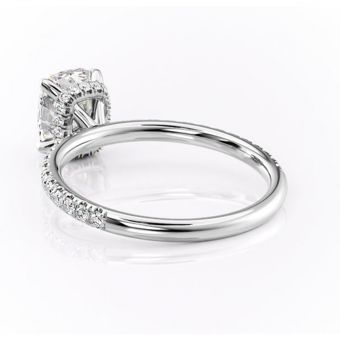 Inel de logodnă Briony din aur Alb 14kt cu moissanite tăietură pernă – Montură pavé rafinată pentru profil înalt | Personalizează și configurează gratuit online [4]