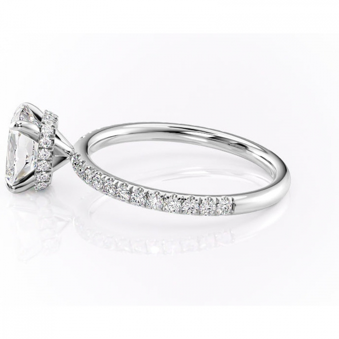 Inel de logodnă Briony din aur Alb 14kt cu moissanite tăietură pernă – Montură pavé rafinată pentru profil înalt | Personalizează și configurează gratuit online [6]