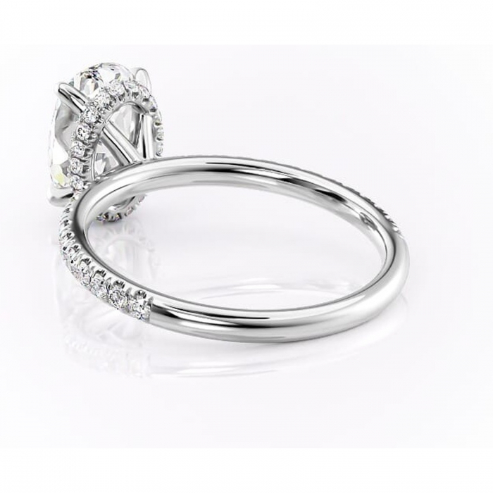 Inel de logodnă Briony din aur Alb 14kt cu moissanite tăietură ovală – Montură pavé rafinată pentru profil înalt | Personalizează și configurează gratuit online [4]