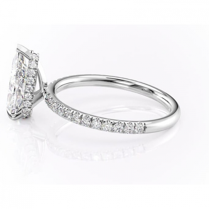 Inel de logodnă Briony din aur Alb 14kt cu moissanite tăietură pară – Montură pavé rafinată pentru profil înalt | Personalizează și configurează gratuit online [6]