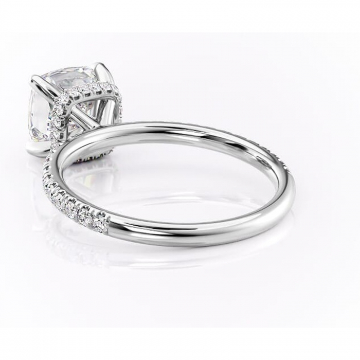 Inel de logodnă Briony din aur Alb 14kt cu moissanite tăietură pernă – Montură pavé rafinată pentru profil înalt | Personalizează și configurează gratuit online [4]