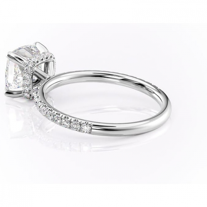 Inel de logodnă Briony din aur Alb 14kt cu moissanite tăietură pernă – Montură pavé rafinată pentru profil înalt | Personalizează și configurează gratuit online [5]