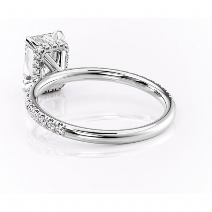 Inel de logodnă Briony din aur Alb 18kt cu moissanite tăietură radiantă – Montură pavé rafinată pentru profil înalt | Personalizează și configurează gratuit online [4]