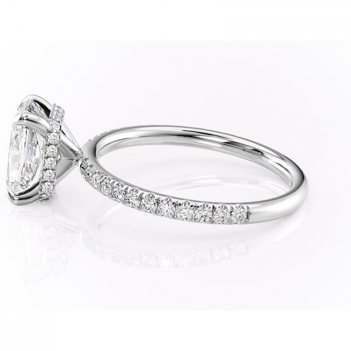 Inel de logodnă Briony din aur Alb 18kt cu moissanite tăietură radiantă – Montură pavé rafinată pentru profil înalt | Personalizează și configurează gratuit online [6]