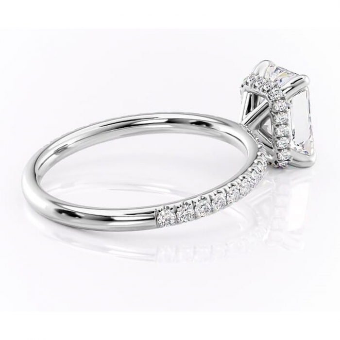 Inel de logodnă Briony din aur Alb 18kt cu moissanite tăietură radiantă – Montură pavé rafinată pentru profil înalt | Personalizează și configurează gratuit online [3]