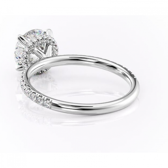 Inel de logodnă Briony din aur Alb 14kt cu moissanite tăietură rotundă – Montură pavé rafinată pentru profil înalt | Personalizează și configurează gratuit online [4]
