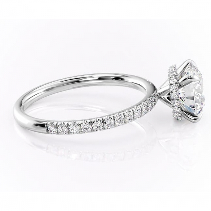 Inel de logodnă Briony din aur Alb 14kt cu moissanite tăietură rotundă – Montură pavé rafinată pentru profil înalt | Personalizează și configurează gratuit online [2]