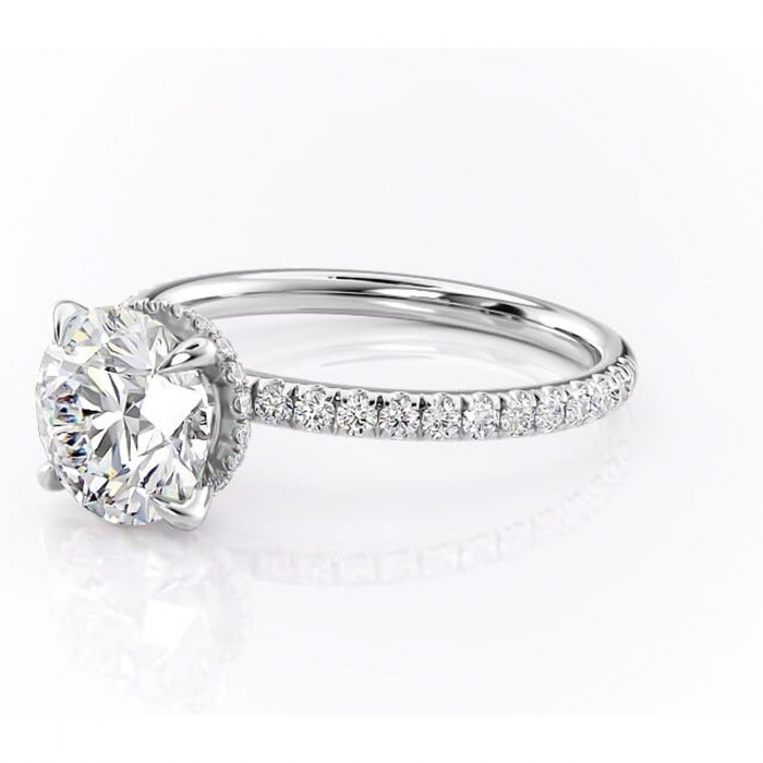 Inel de logodnă Briony din aur Alb 14kt cu moissanite tăietură rotundă – Montură pavé rafinată pentru profil înalt | Personalizează și configurează gratuit online [7]