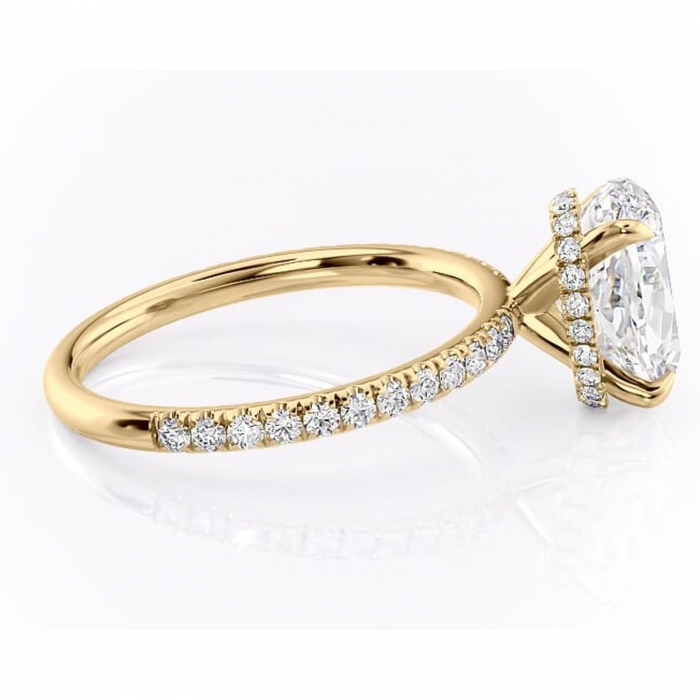 Inel de logodnă Briony din aur Galben 18kt cu moissanite tăietură ovală – Montură pavé rafinată pentru profil înalt | Personalizează și configurează gratuit online [2]