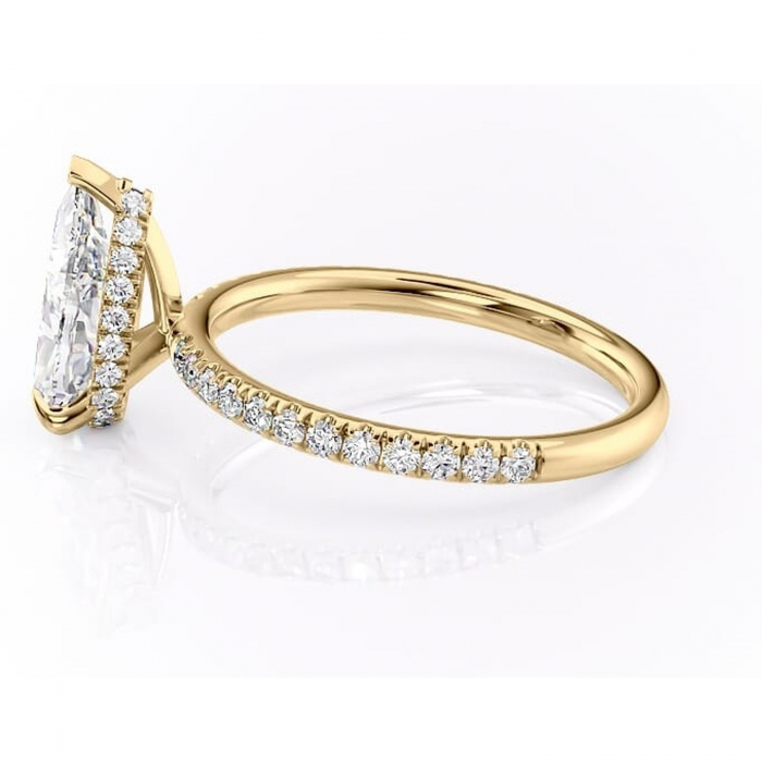 Inel de logodnă Briony din aur Galben 14kt cu moissanite tăietură pară – Montură pavé rafinată pentru profil înalt | Personalizează și configurează gratuit online [6]