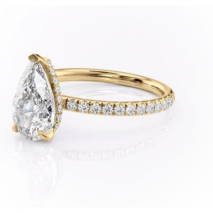 Inel de logodnă Briony din aur Galben 14kt cu moissanite tăietură pară – Montură pavé rafinată pentru profil înalt | Personalizează și configurează gratuit online [7]