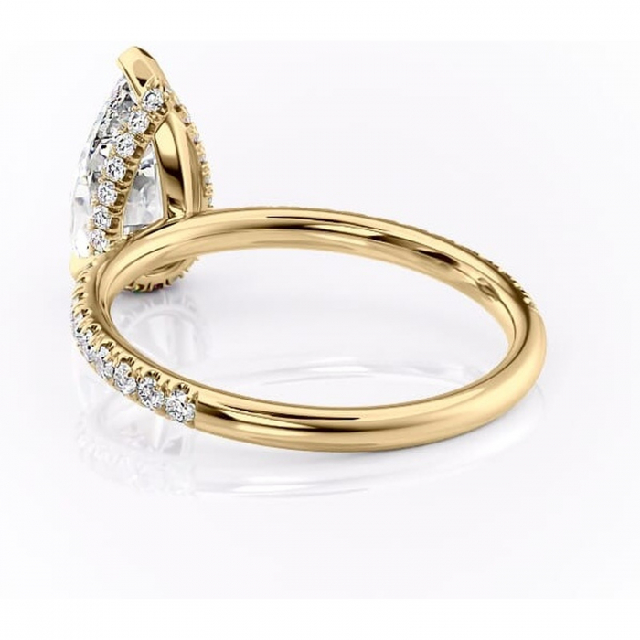 Inel de logodnă Briony din aur Galben 14kt cu moissanite tăietură pară – Montură pavé rafinată pentru profil înalt | Personalizează și configurează gratuit online [4]