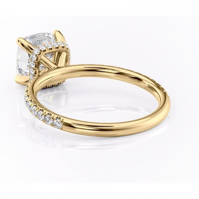 Inel de logodnă Briony din aur Galben 14kt cu moissanite tăietură pernă – Montură pavé rafinată pentru profil înalt | Personalizează și configurează gratuit online [4]