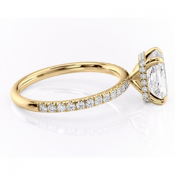 Inel de logodnă Briony din aur Galben 14kt cu moissanite tăietură radiantă – Montură pavé rafinată pentru profil înalt | Personalizează și configurează gratuit online [2]