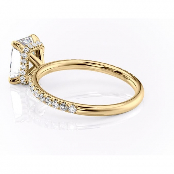 Inel de logodnă Briony din aur Galben 14kt cu moissanite tăietură radiantă – Montură pavé rafinată pentru profil înalt | Personalizează și configurează gratuit online [5]