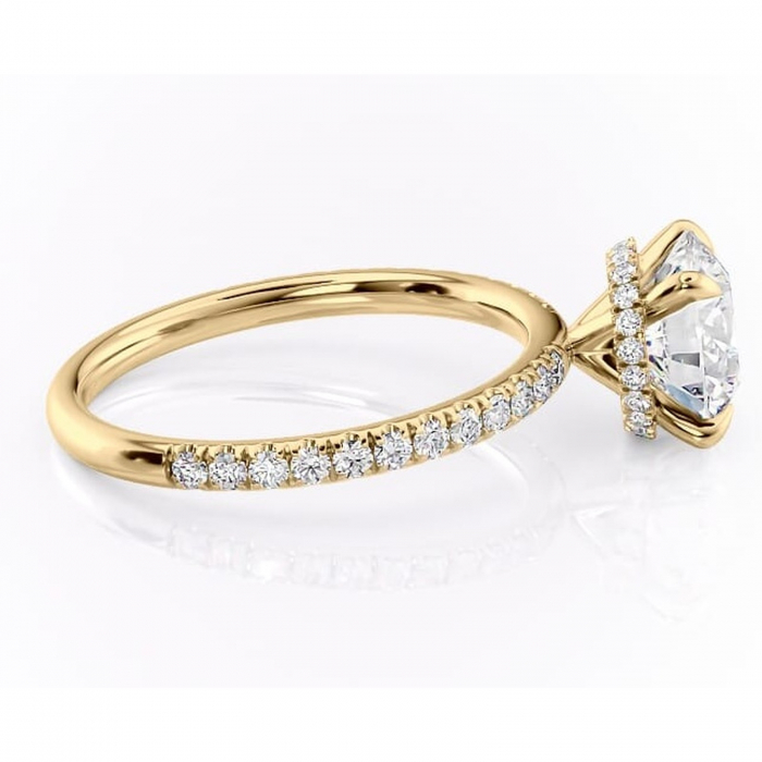 Inel de logodnă Briony din aur Galben 14kt cu moissanite tăietură rotundă – Montură pavé rafinată pentru profil înalt | Personalizează și configurează gratuit online [2]
