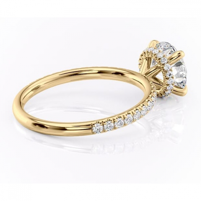 Inel de logodnă Briony din aur Galben 14kt cu moissanite tăietură rotundă – Montură pavé rafinată pentru profil înalt | Personalizează și configurează gratuit online [3]