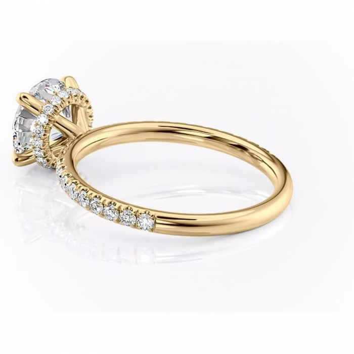 Inel de logodnă Briony din aur Galben 14kt cu moissanite tăietură rotundă – Montură pavé rafinată pentru profil înalt | Personalizează și configurează gratuit online [5]